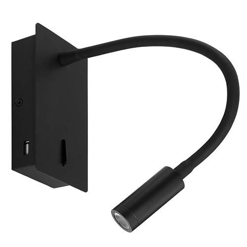 [INDWA154WW05] Betsy 2 LED 3W 150lm 3000K 36° flexible noir USB