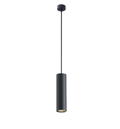 [LAM0894] GU10 Suspension décorative cylindre 24cm sable noir IP20 (GU10 Non-incl.)